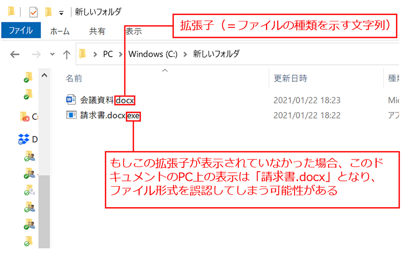 画像:Windowsファイル拡張子