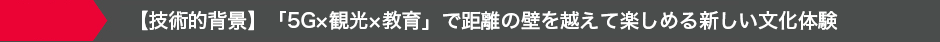 【技術的背景】「5G×観光×教育」で距離の壁を越えて楽しめる新しい文化体験