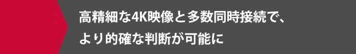 高精細な4K映像と多数同時接続で、より的確な判断が可能に