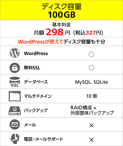 ディスク容量100GB