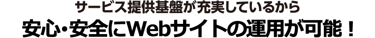 サービス提供基盤が充実しているから安心・安全にWebサイトの運用が可能!