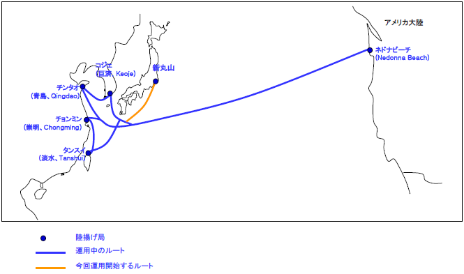 別紙: Trans Pacific Express ケーブルルート概要図