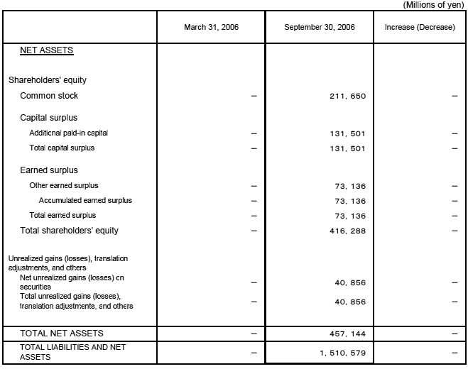 Non-Consolidated Comparative Balance Sheets