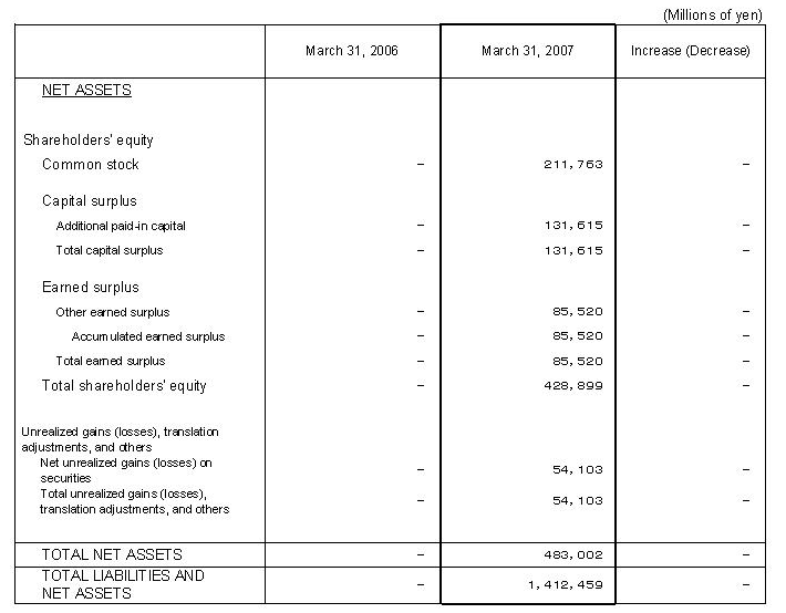 Non-Consolidated Comparative Balance Sheets 